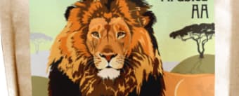 Лев на упаковке Танзанского кофе